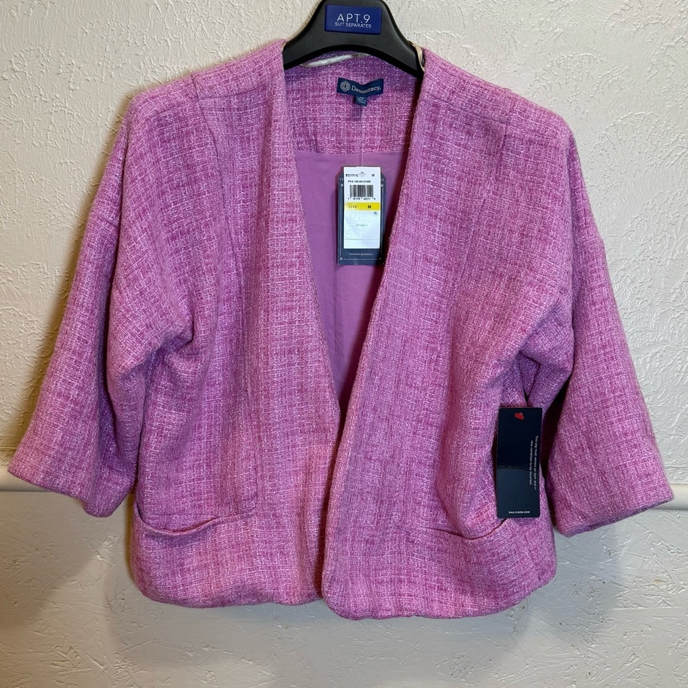 Apt. 9 Pink Textured Open Front Blazer